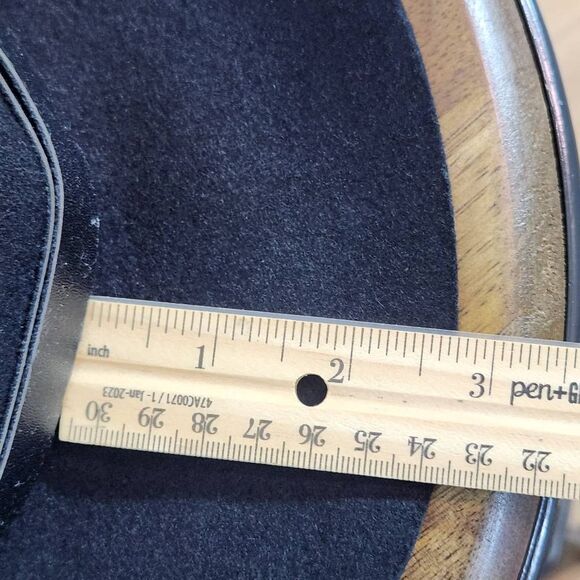 Kendall and Kylie Black Wool Fedora Hat with Faux Leather Trim One Size - Picture 8 of 8